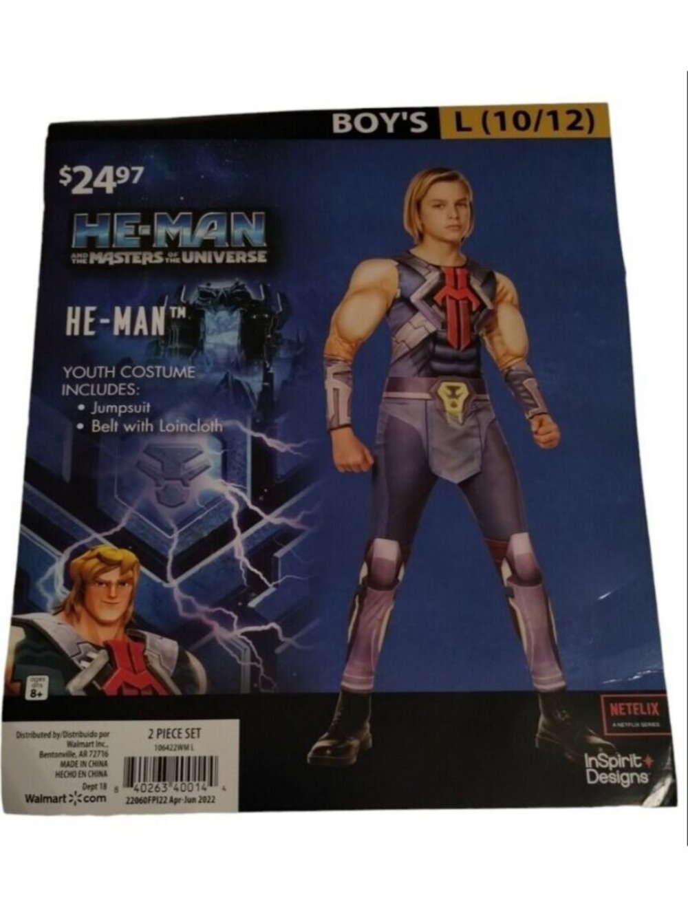 He Man MOTU Boys 2 Piece L 10 to 12 Halloween Costume inSpirit Designs New